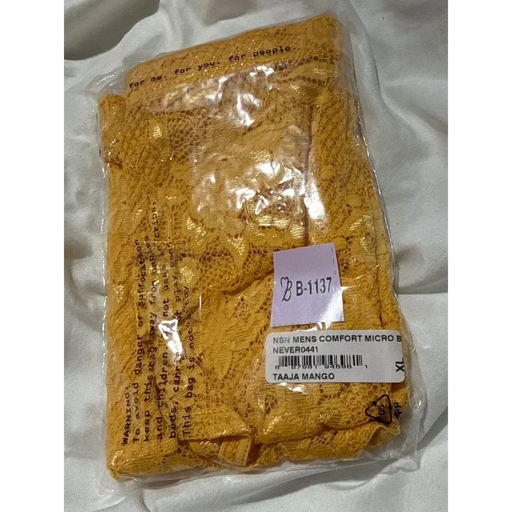 Cosabella Never Say Never Men's Comfort Micro Brief Mango Lace Size XL NWT